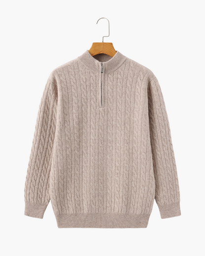 Herren Pullover Beige Größe M Kaschmir Halb Reißverschluss 10