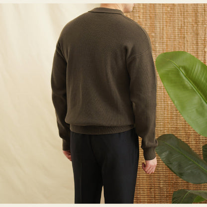 Herren Pullover mit Revers und halb Reißverschluss – Lässiger Strickpullover