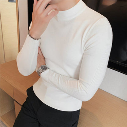 Herren Rollkragenpullover Slim Fit Polyester mit Revers