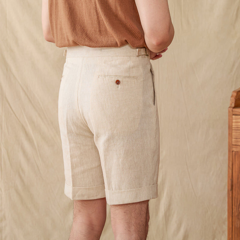 Herren Shorts 100% Leinen Atmungsaktiv Casual Kurze Hosen Männer 6