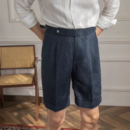 Herren Shorts 100% Leinen Atmungsaktiv Casual Kurze Hosen Männer 7
