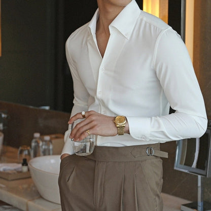 Olivier - Herren Slim Fit Hemd Polyester Langarm Business Casual