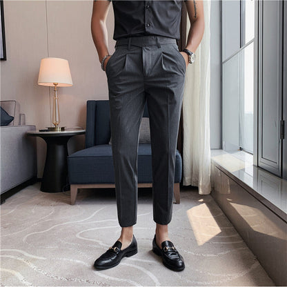 Herren Slim Fit Hochtaillierte Hose Polyester für Classy Fashion 0