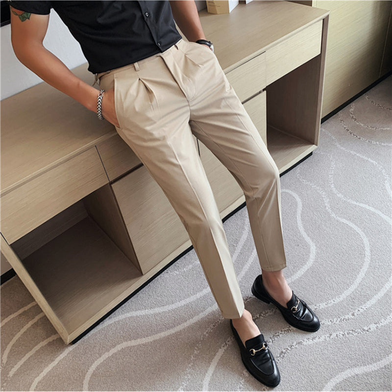 Herren Slim Fit Hochtaillierte Hose Polyester für Classy Fashion 2