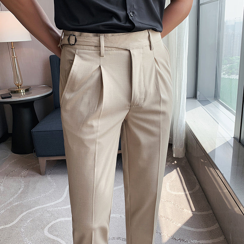 Herren Slim Fit Hochtaillierte Hose Polyester für Classy Fashion 3