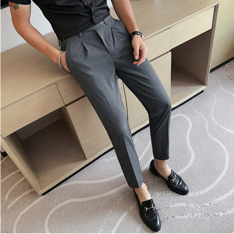 Herren Slim Fit Hochtaillierte Hose Polyester für Classy Fashion 4