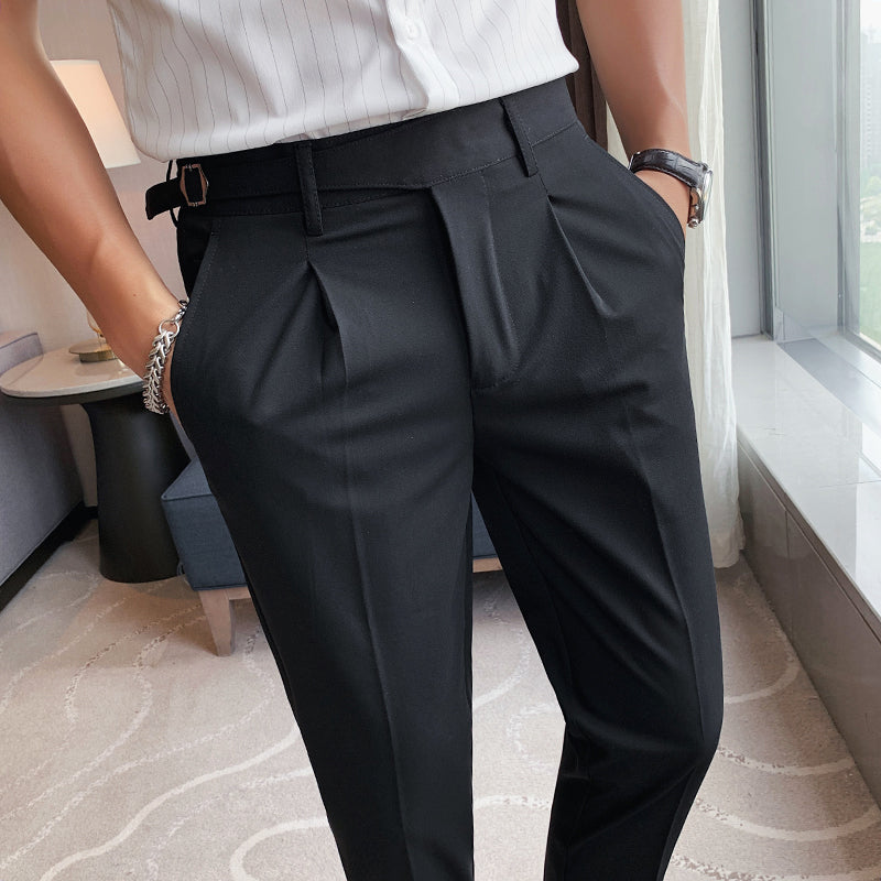 Herren Slim Fit Hochtaillierte Hose Polyester für Classy Fashion 7