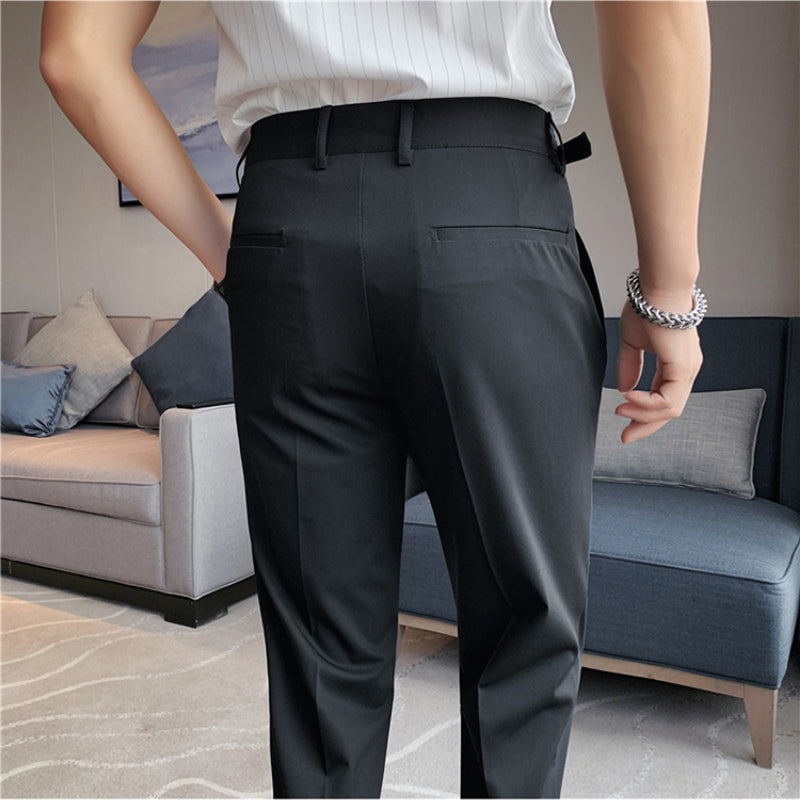 Herren Slim Fit Hochtaillierte Hose Polyester für Classy Fashion 8