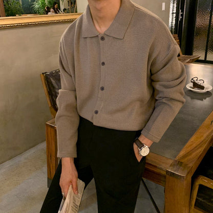 Herren Strickjacke Polo Revers Polyester Lässiger Stil