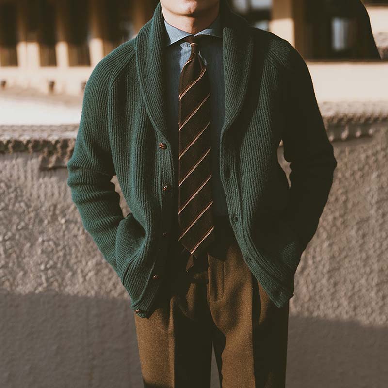 Herren Strickjacke Vintage Slim Fit Acryl-Nylon-Polyester