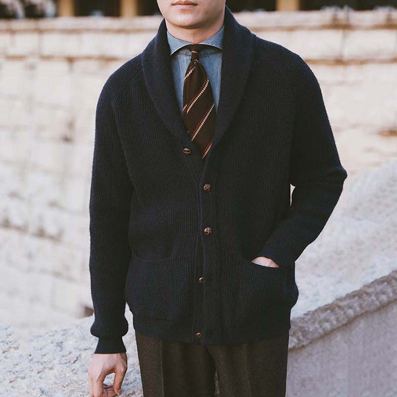 Herren Strickjacke Vintage Slim Fit Acryl-Nylon-Polyester