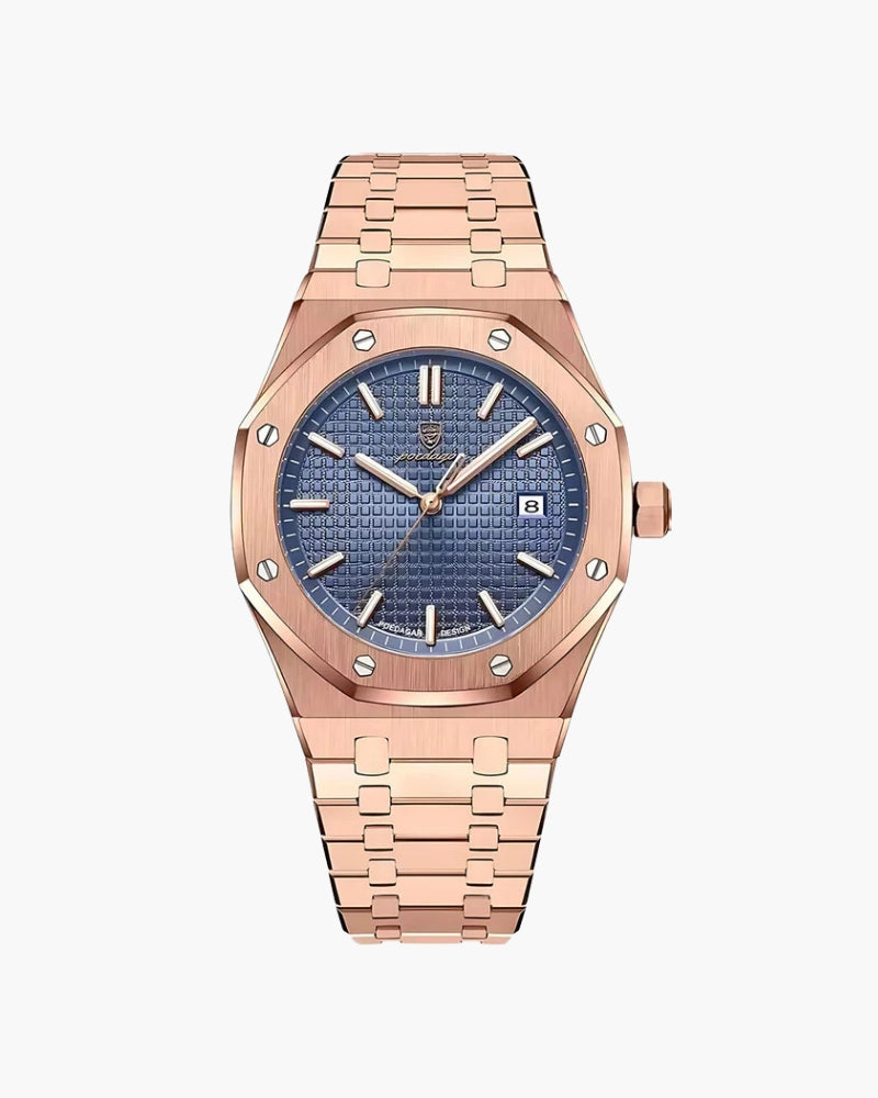 Herren Uhr Edelstahl Roségold Quarz mit Wasserbeständigkeit 0