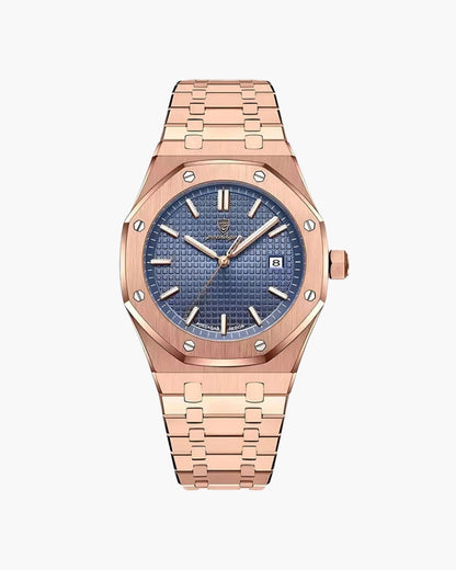 Herren Uhr Edelstahl Roségold Quarz mit Wasserbeständigkeit 0