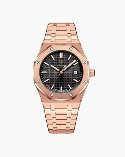 Herren Uhr Edelstahl Roségold Quarz mit Wasserbeständigkeit 1