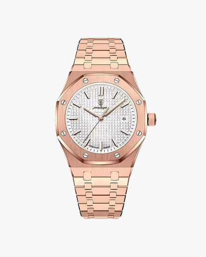 Herren Uhr Edelstahl Roségold Quarz mit Wasserbeständigkeit 2