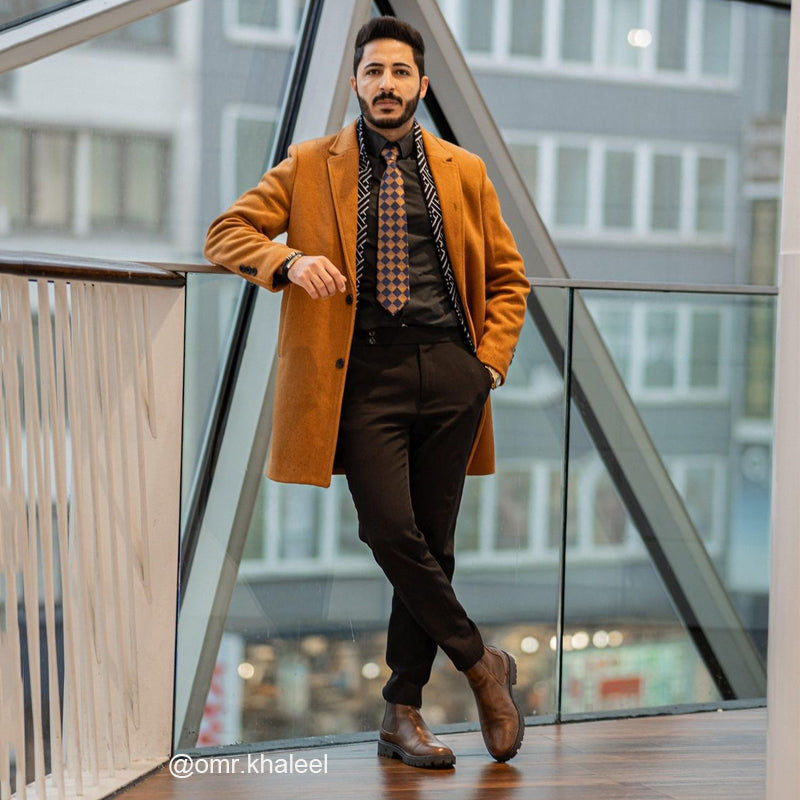 Herren Wollmantel Mittlere Länge für Herbst und Winter