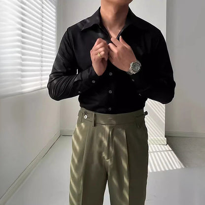 Armand - Herrenhemd Langarm Bambusfaser mit Weitem Kragen für Klassischen Stil