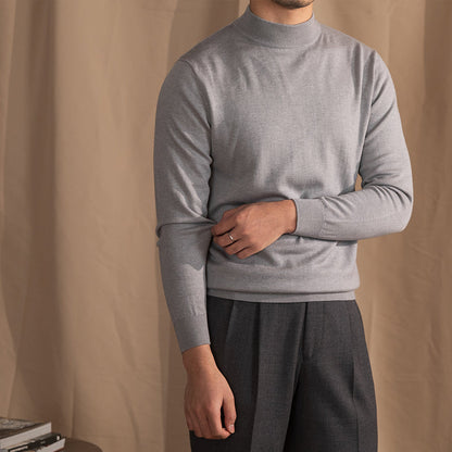 Herrenpullover Halb Hoher Kragen Slim Fit Hochwertig