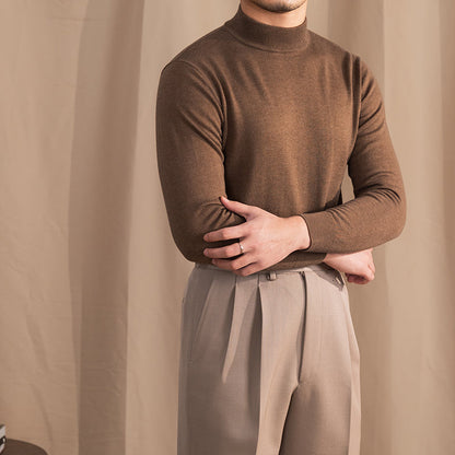 Herrenpullover Halb Hoher Kragen Slim Fit Hochwertig