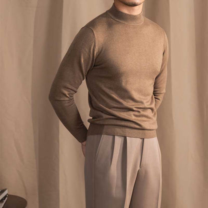 Herrenpullover Halb Hoher Kragen Slim Fit Hochwertig