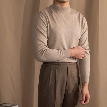 Herrenpullover Halb Hoher Kragen Slim Fit Hochwertig