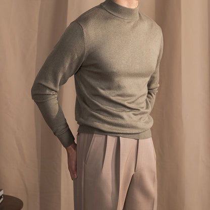 Herrenpullover Halb Hoher Kragen Slim Fit Hochwertig