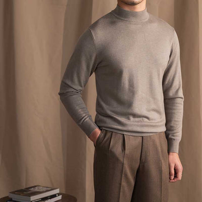 Herrenpullover Halb Hoher Kragen Slim Fit Hochwertig