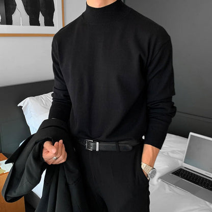 Herrenpullover Schwarz Größe M Baumwolle Slim Fit Turtleneck 0