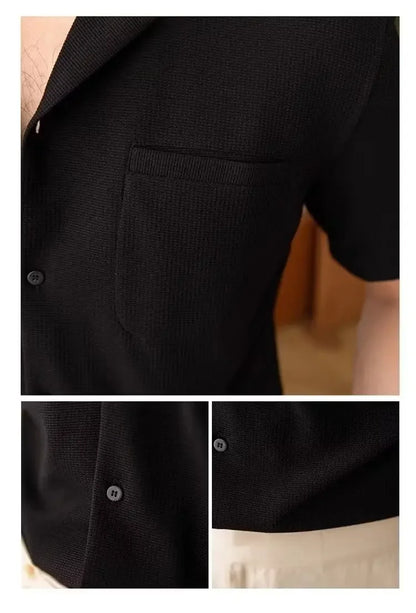 Sacha - Herren Kurzarmhemd Waffelstruktur Slim Fit