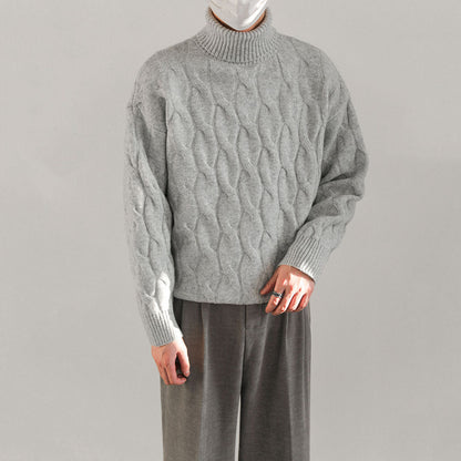 Rollkragenpullover mit Twist Flower Design Polyester Wolle