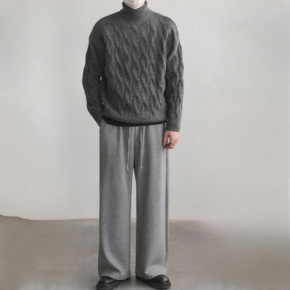 Rollkragenpullover mit Twist Flower Design Polyester Wolle