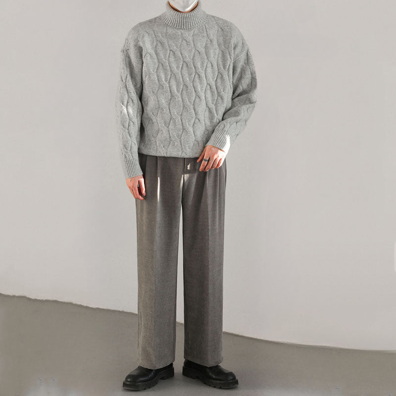 Rollkragenpullover mit Twist Flower Design Polyester Wolle