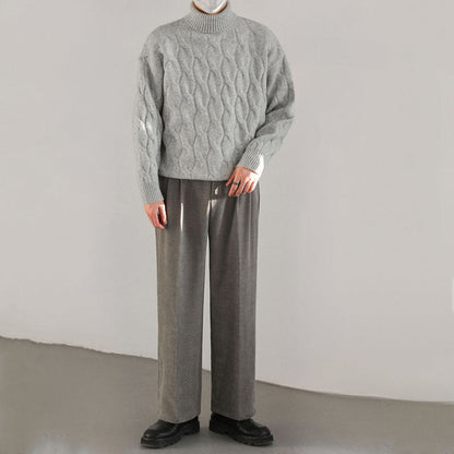 Rollkragenpullover mit Twist Flower Design Polyester Wolle