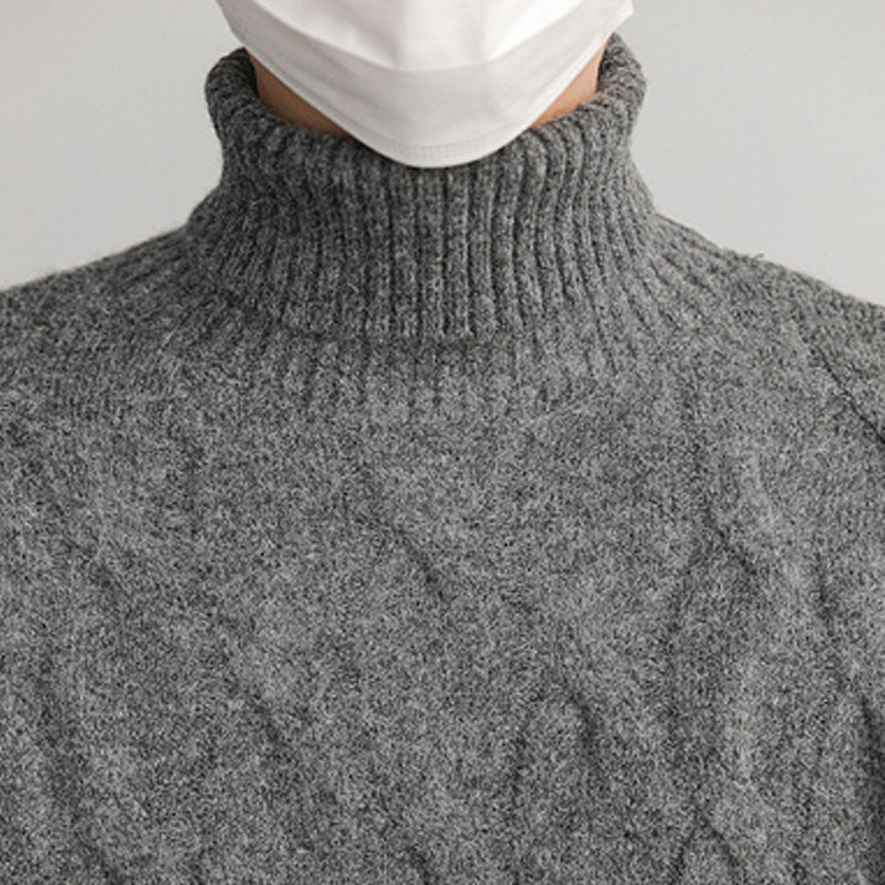 Rollkragenpullover mit Twist Flower Design Polyester Wolle