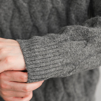 Rollkragenpullover mit Twist Flower Design Polyester Wolle