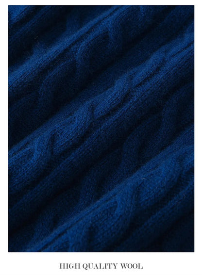 Clément - Herren Pullover Merino Wolle Halb Reißverschluss