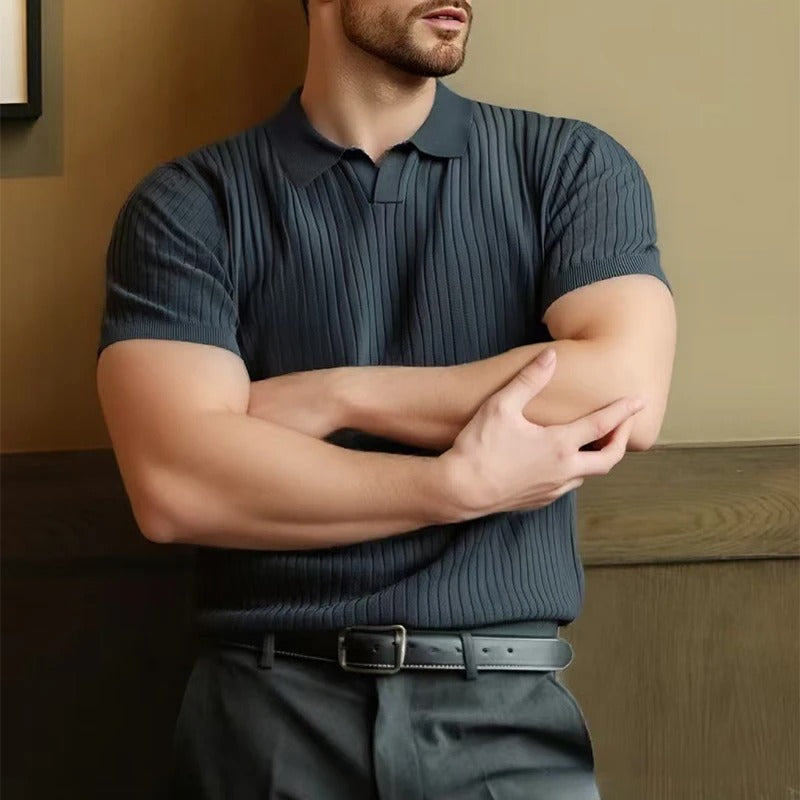 Luc - Herren Polo Shirt 100% Baumwolle mit Rippstruktur