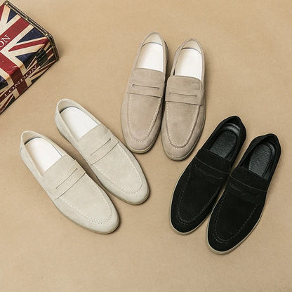 The Promenade - Herren Penny Loafer Wildleder im Old Money Stil – Klassische Loafer Schuhe für Männer
