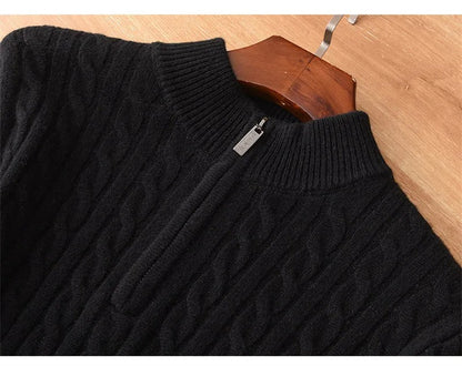 Clément - Herren Pullover Merino Wolle Halb Reißverschluss