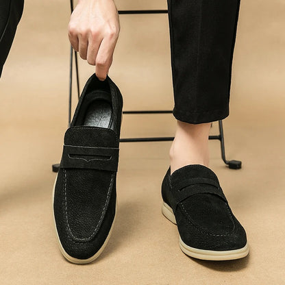 The Promenade - Herren Penny Loafer Wildleder im Old Money Stil – Klassische Loafer Schuhe für Männer