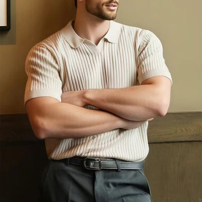 Luc - Herren Polo Shirt 100% Baumwolle mit Rippstruktur