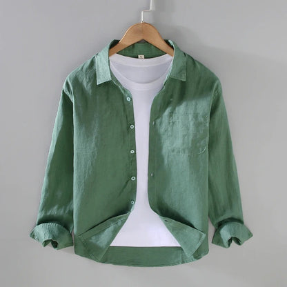 Côte Blanc - Herren Leinenhemd 100% Leinen Langarm