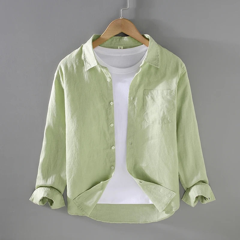 Côte Blanc - Herren Leinenhemd 100% Leinen Langarm