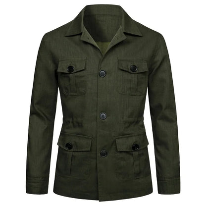 Arsène - Herren Safarijacke Leinen Polo-Kragen Unstrukturiert Old Money Stil