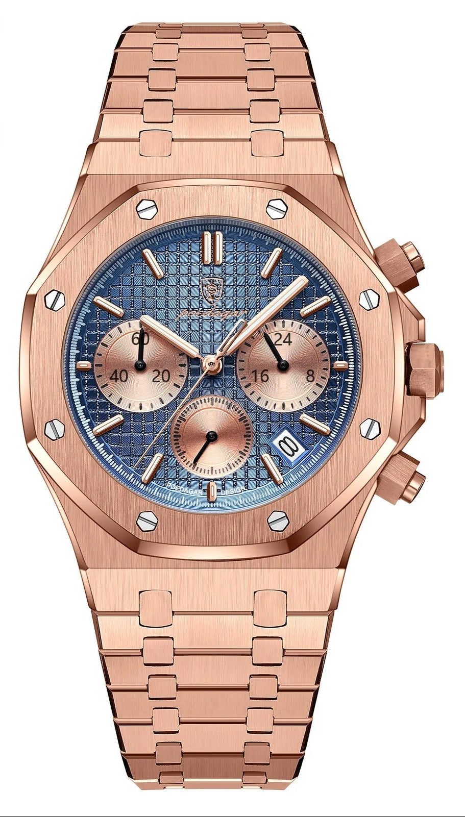 Herren Chronograph Uhr Edelstahl Schwarz Silber